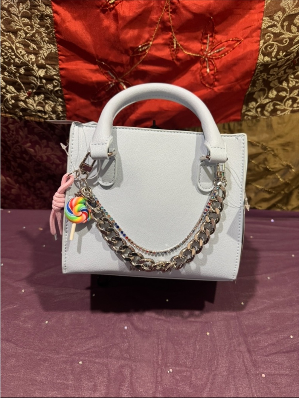 Steve Madden Lavender Women’s Mini Top-Handle Bag with Chain Accent